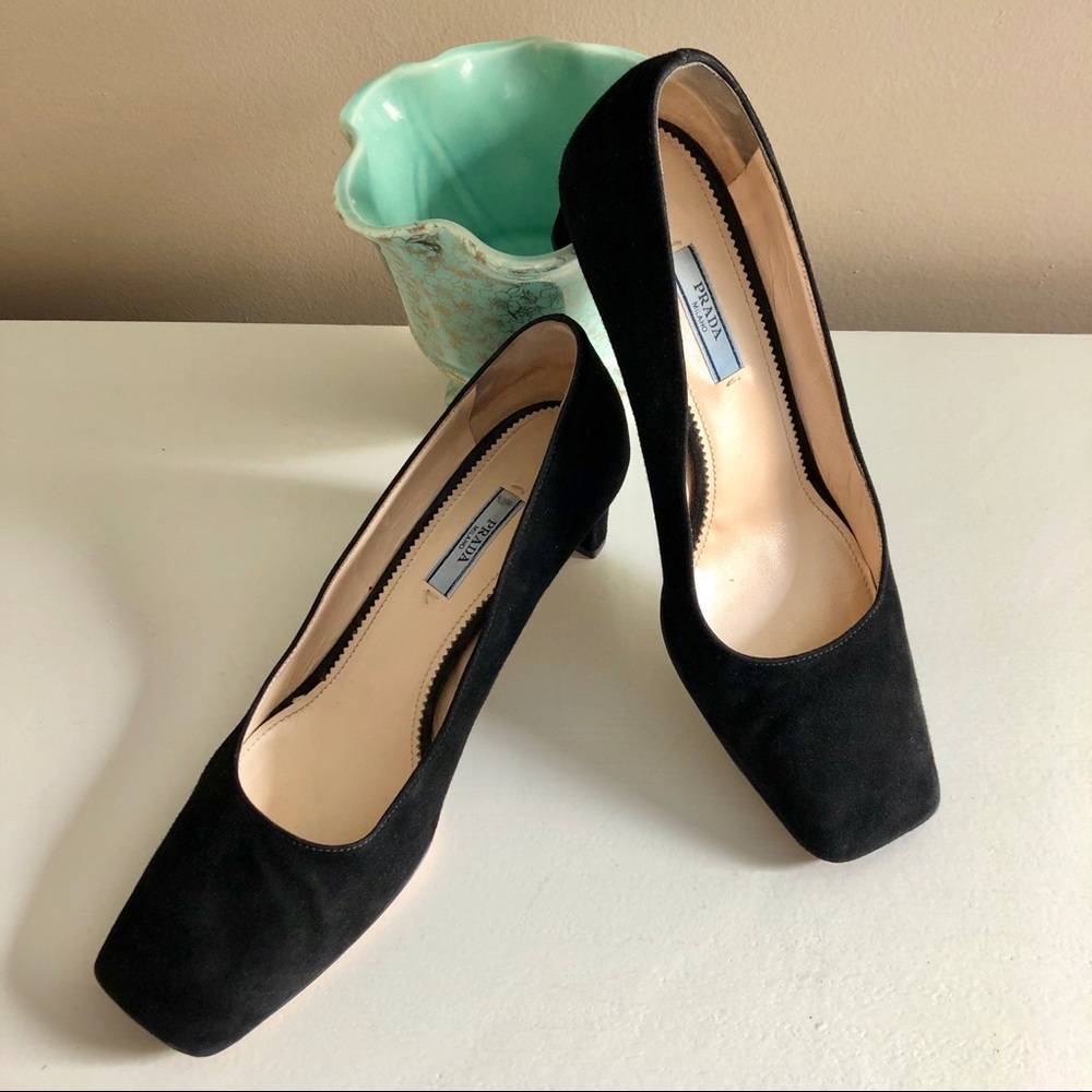 Prada square toe pumps